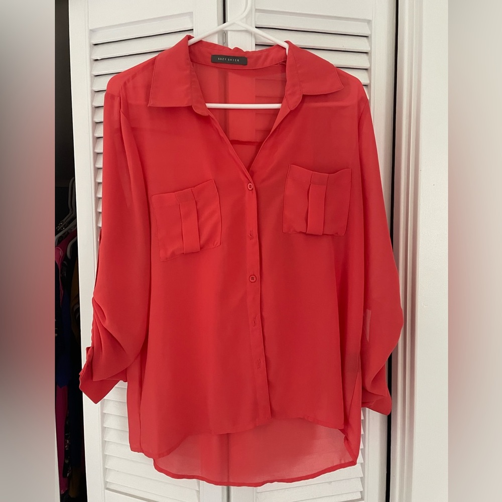 Coral Suzy Sheir Blouse - Size M